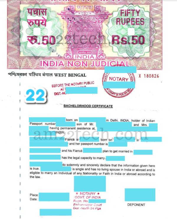 Bachelorhood Certificate Sample India
